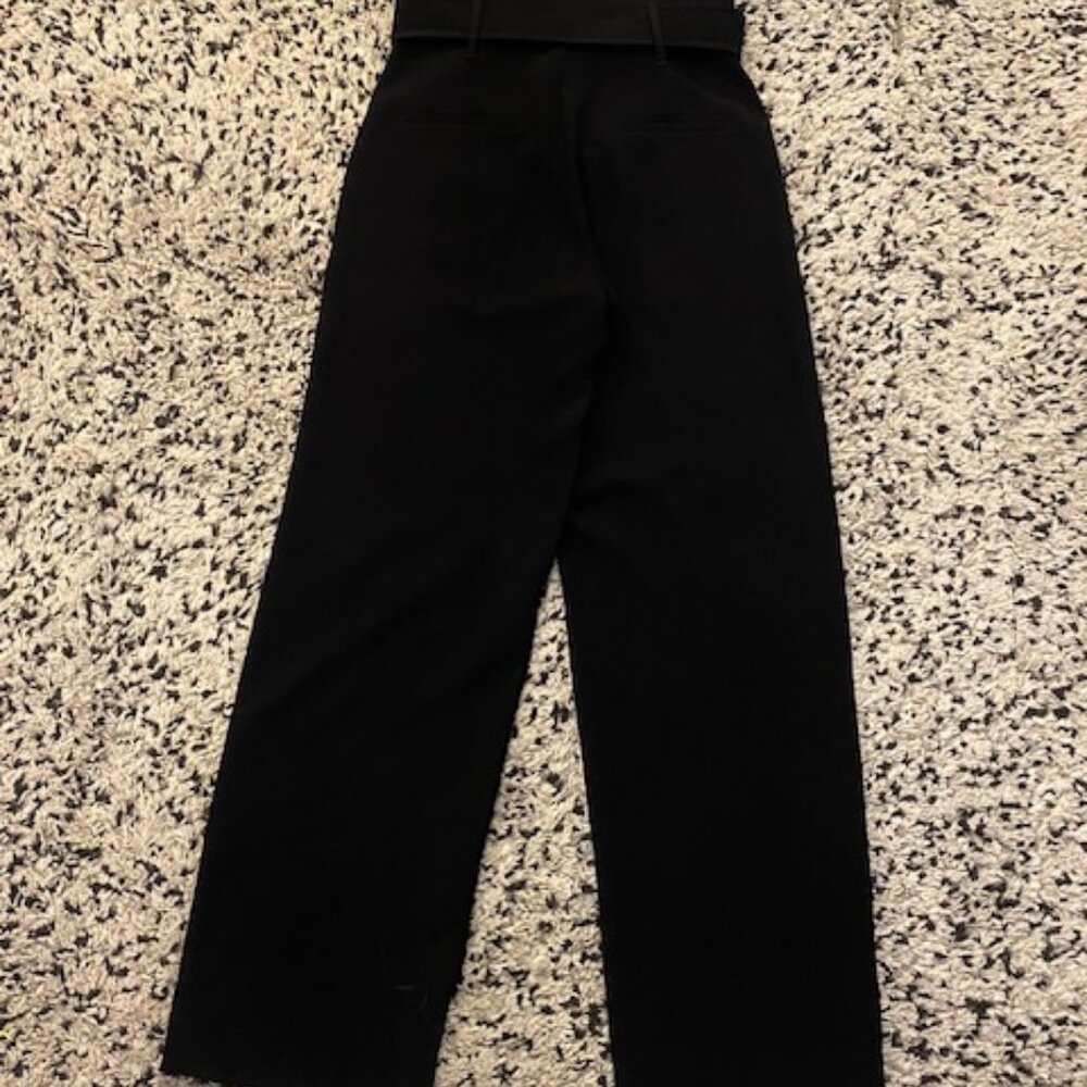 BABATON Aritzia Jermaine Black Wide Leg Pants size 8 Paper Bag Tie Belt - Picture 4 of 16